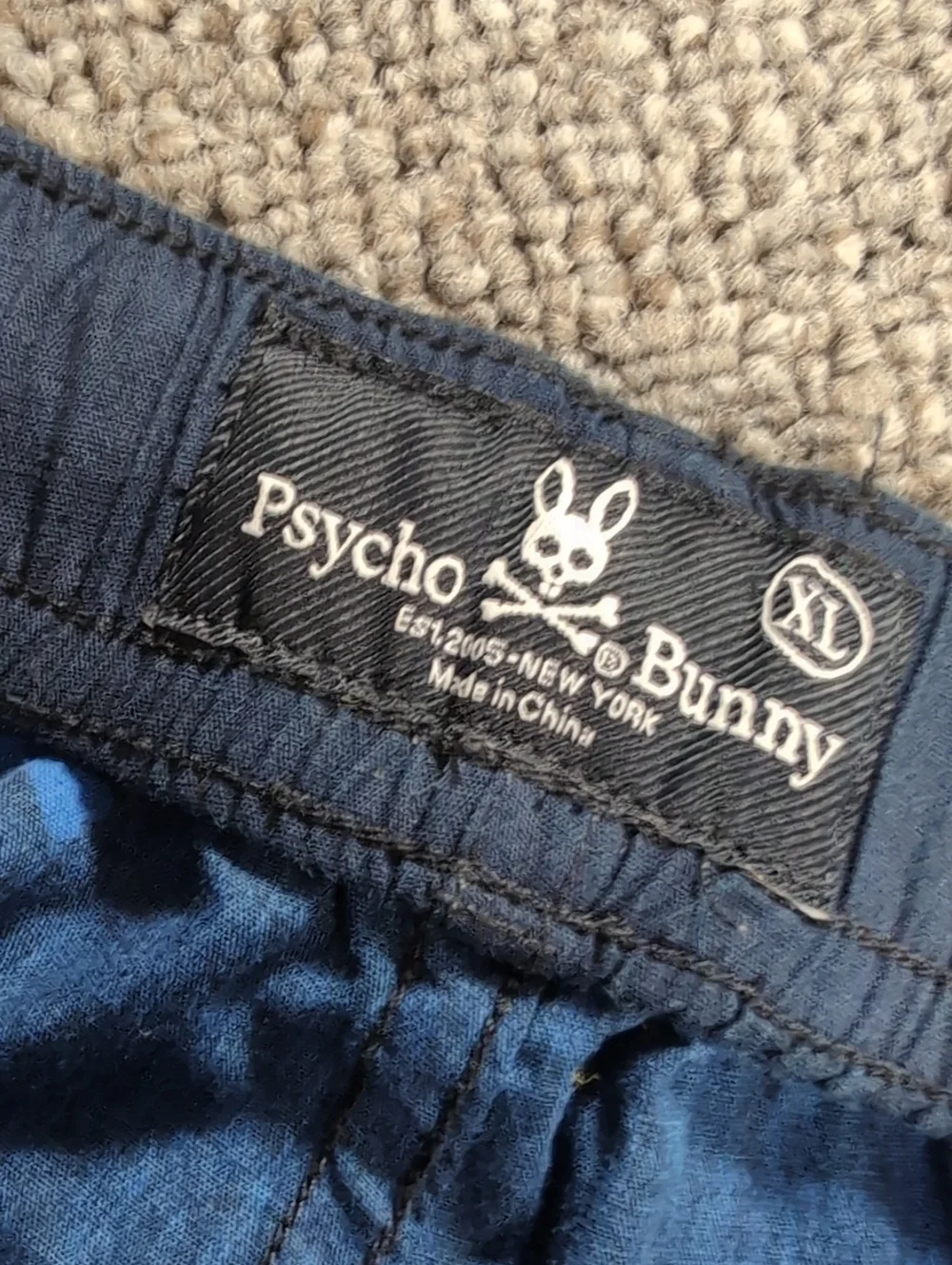 Psycho Bunny Lounge Sleep Pants Size XL All Over Bunny Print Navy Blue Cotton